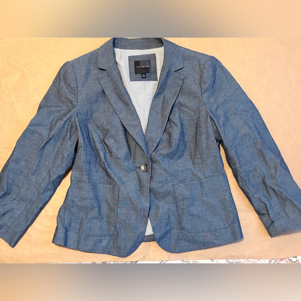 The Limited Navy Patterned Single-Button Blazer - image 1
